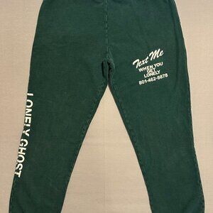 Lonely Ghost TMWYGL Joggers Green Sweatpants Men's Medium Loungewear Streetwear